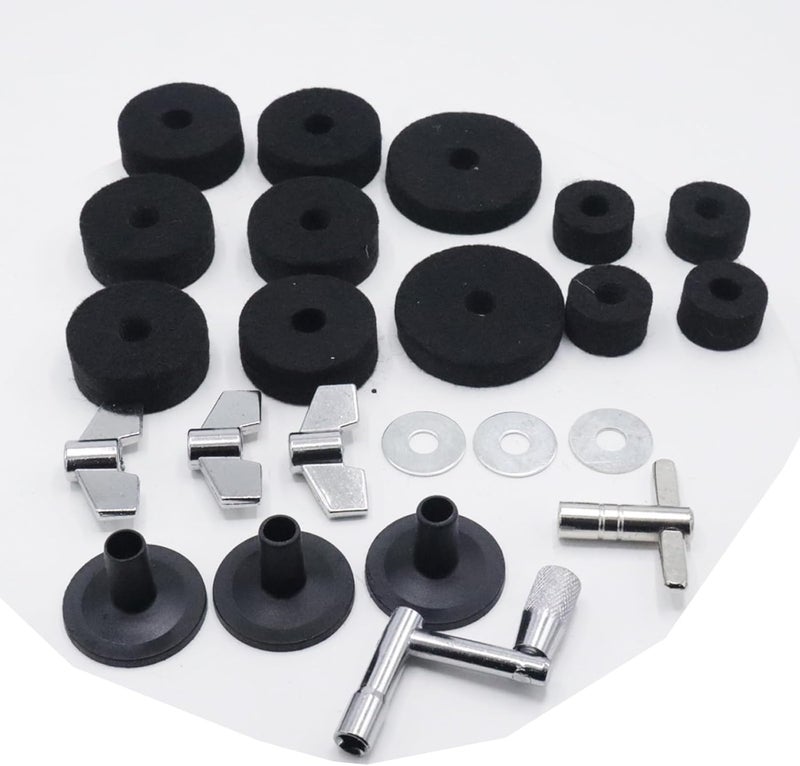 CashBeat 23 Pcs Cymbal Replacement Accessories Set, Includes Cymbal Felts, Hi-Hat Clutch Felt, Cymbal Sleeves with Base, Wing Nuts, Washers & Drum Key, Essential Hardware for Drum Kit Maintenance - Image 5